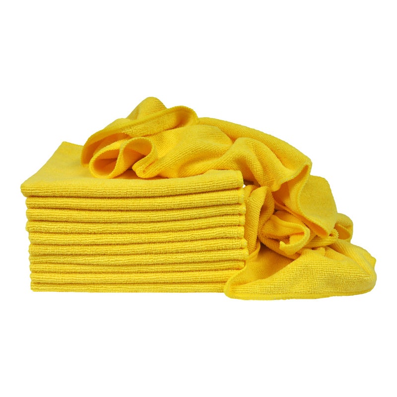 Eurow Utility 240 GSM Terry Weave Microfiber Cleaning Towels for Home, Auto, Boat, RV, Garage, Shop, Streak-Free, Scratch-Free, Reusable, Multi-Surface, Ultra Absorbent, 16x16 Inch, 12-Pack, Yellow - Image 1